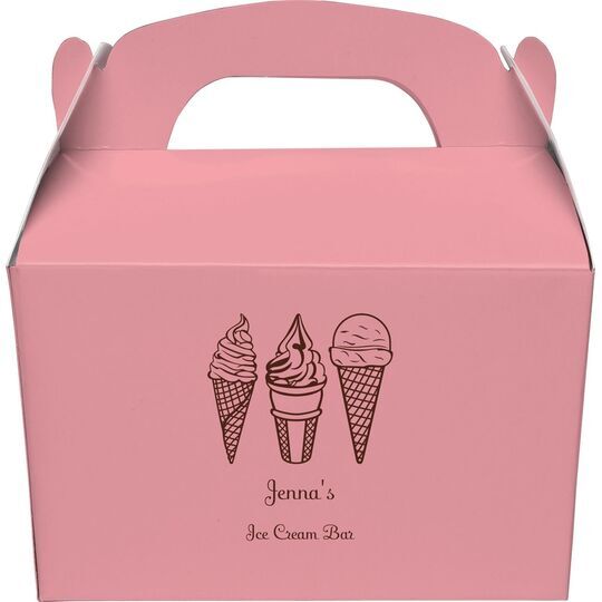 Ice Cream Cone Trio Gable Favor Boxes